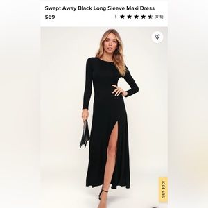 Lulus Swept Away Black Long Sleeve maxi dress. Size S